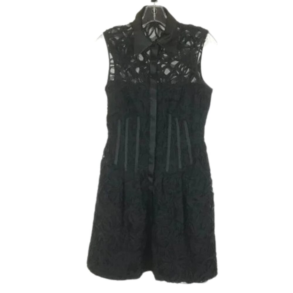 NWT Womens Size 6 Jill Jill Stuart Black Modern Floral Applique Dress